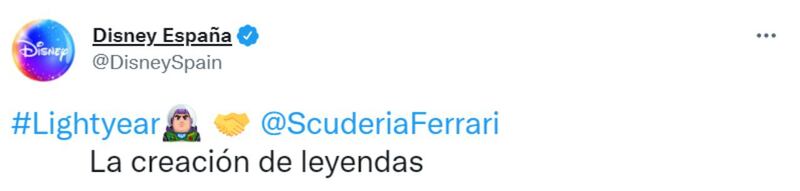 Lightyear Disney españa Tuit.