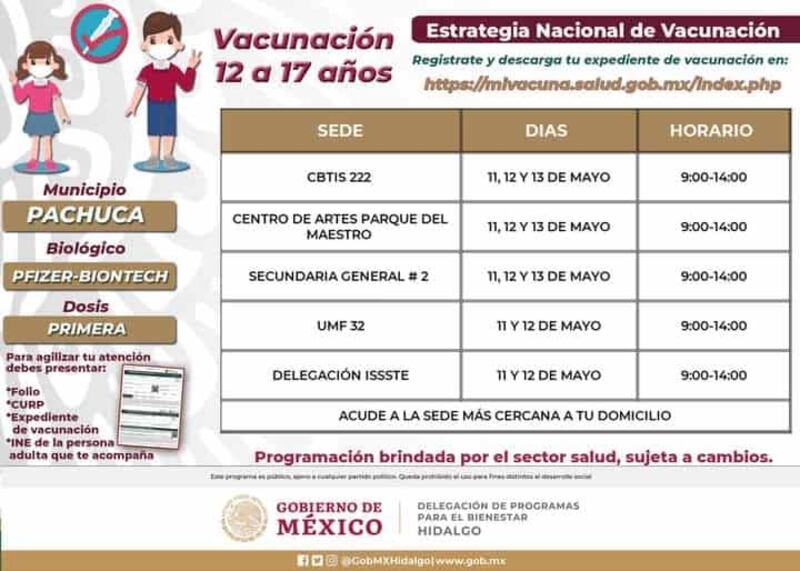 Fechas de la vacunación para niños
