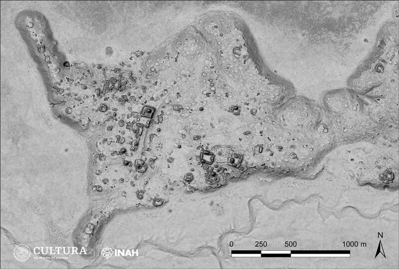 Ciudad maya antigua y pirámides, mapa INAH