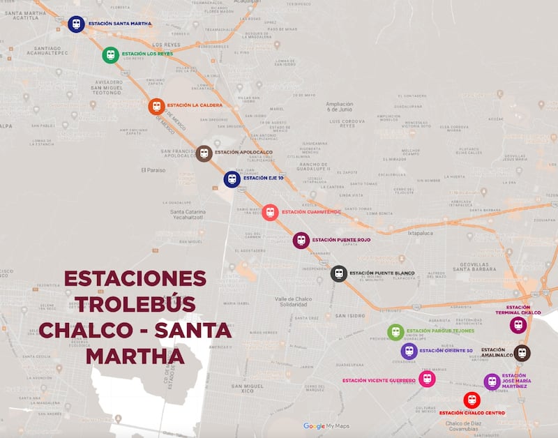 Chalco - Santa Martha, ruta oficial del Trolebús