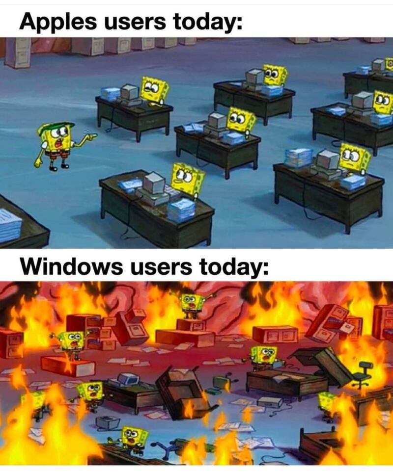Los mejores memes de la caída global de Microsoft