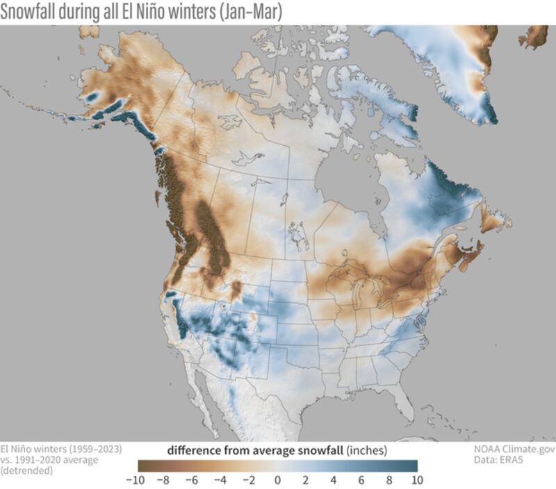 Nevadas en USA bajo el fenómeno de El Niño
