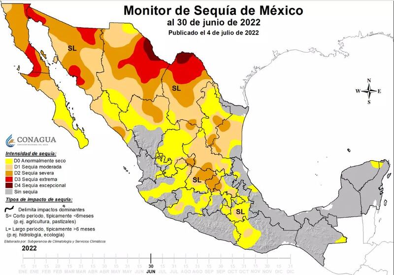 Entidades de México con sequía