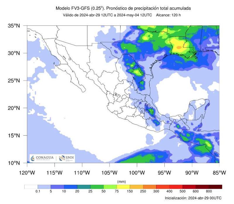 Los estados que esperan precipitaciones en los próximos días en México